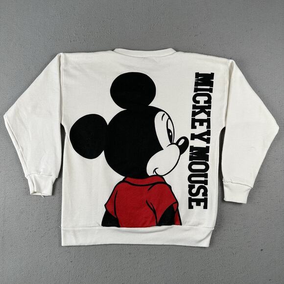 Vtg 80s Mickey Mouse Crew Neck Men’s Large White Double Sided Sweatshirt - Picture 15 of 16